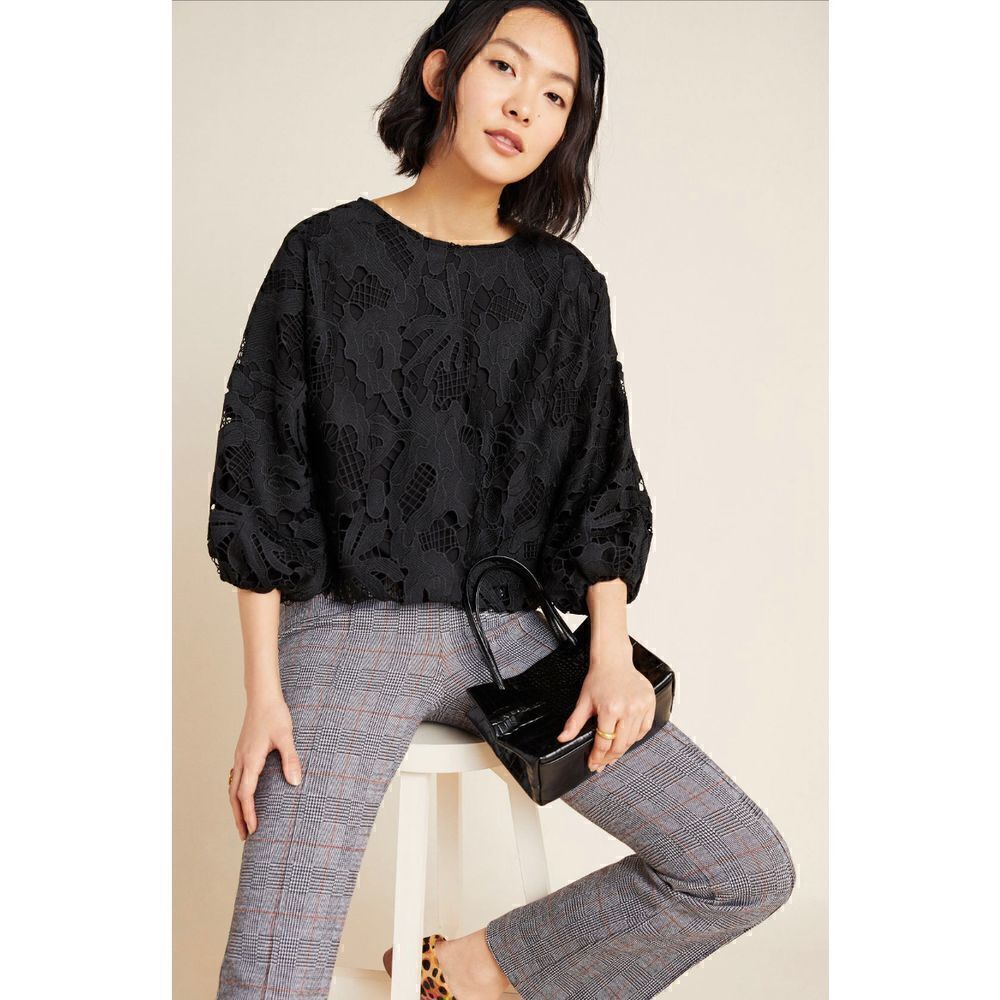 Anthropologie Eri & Aliannmarieblacklaceblouse